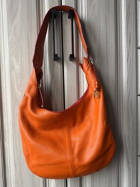 EUC Orange Leather Halston Heritage Hobo Shoulder Bag